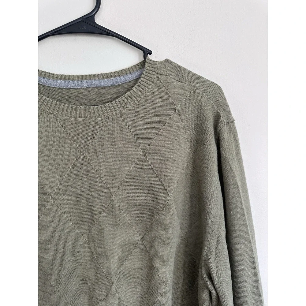 Vintage St. Johns Bay 90s Sweater Crew Neck 100% Cotton Olive Green Mens LARGE
